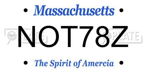 NOT78Z Massachusetts License Plate