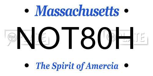 NOT80H Massachusetts License Plate