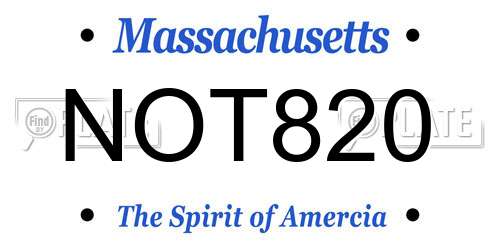 NOT820 Massachusetts License Plate