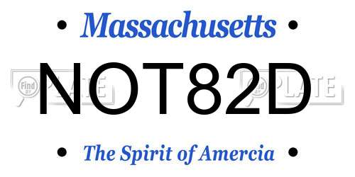 NOT82D Massachusetts License Plate
