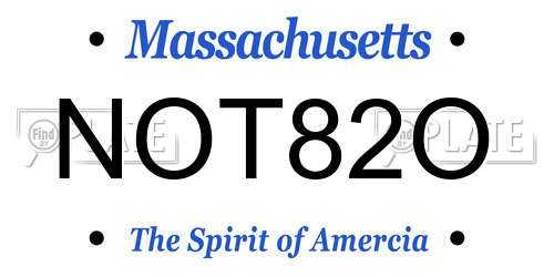 NOT82O Massachusetts License Plate