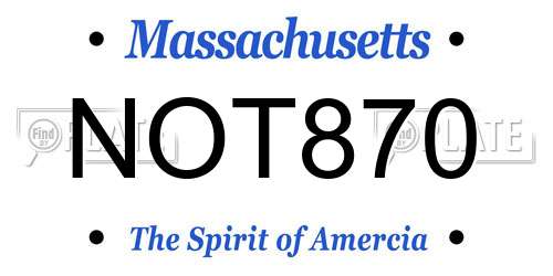 NOT870 Massachusetts License Plate