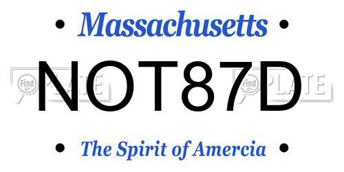NOT87D Massachusetts License Plate