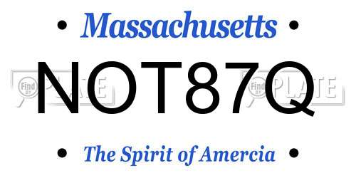 NOT87Q Massachusetts License Plate