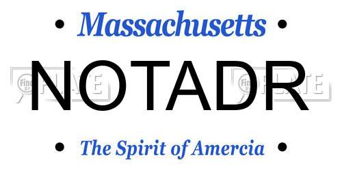 NOTADR Massachusetts License Plate