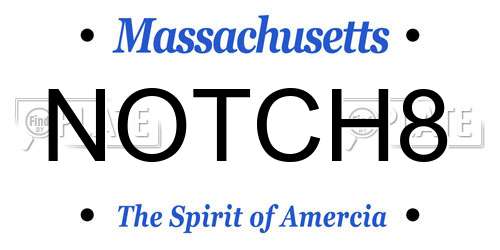 NOTCH8 Massachusetts License Plate