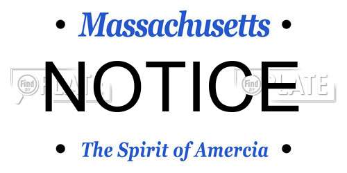 NOTICE Massachusetts License Plate