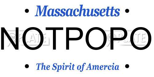 NOTPOPO Massachusetts License Plate