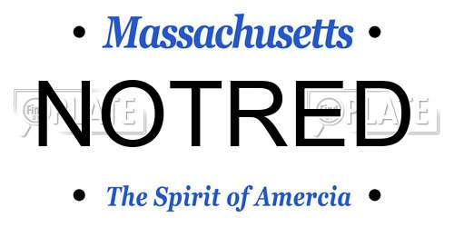 NOTRED Massachusetts License Plate