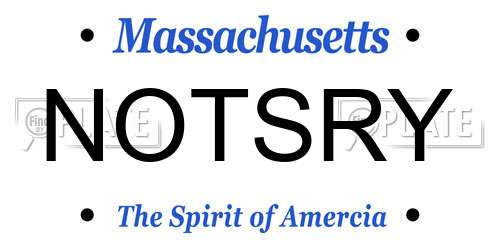NOTSRY Massachusetts License Plate