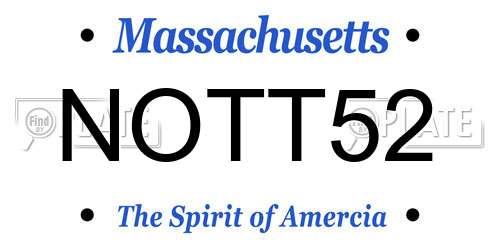 NOTT52 Massachusetts License Plate