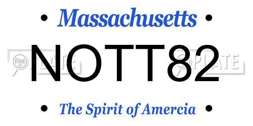 NOTT82 Massachusetts License Plate