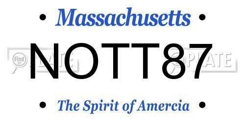 NOTT87 Massachusetts License Plate