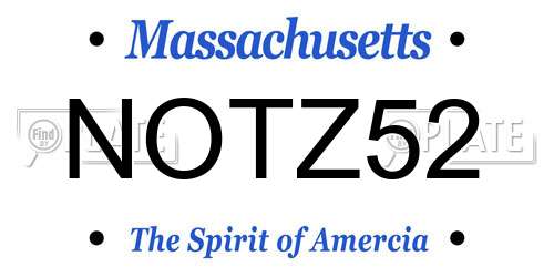 NOTZ52 Massachusetts License Plate