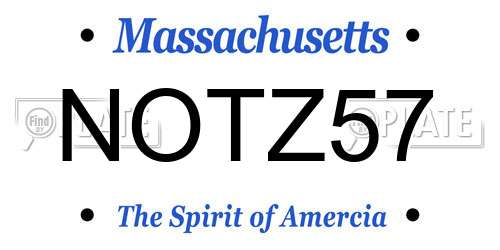 NOTZ57 Massachusetts License Plate