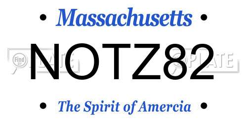 NOTZ82 Massachusetts License Plate