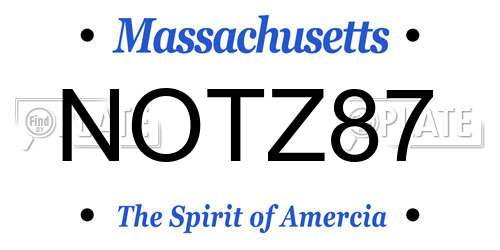 NOTZ87 Massachusetts License Plate