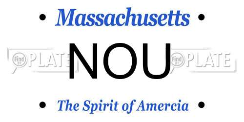 NOU Massachusetts License Plate