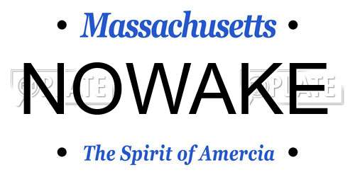 NOWAKE Massachusetts License Plate