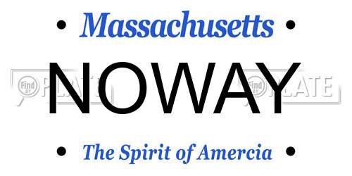 NOWAY Massachusetts License Plate