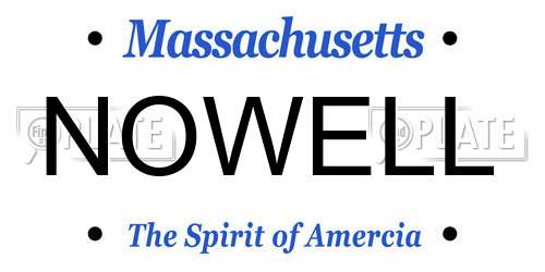 NOWELL Massachusetts License Plate