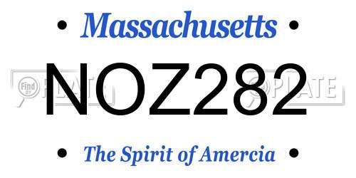 NOZ282 Massachusetts License Plate