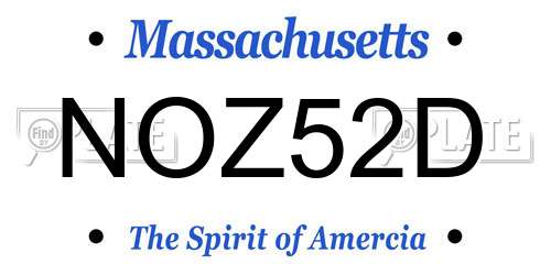 NOZ52D Massachusetts License Plate