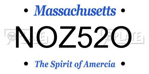 NOZ52O Massachusetts License Plate