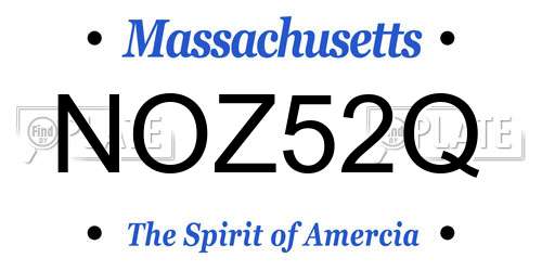 NOZ52Q Massachusetts License Plate