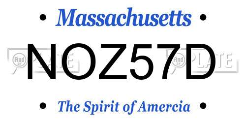 NOZ57D Massachusetts License Plate