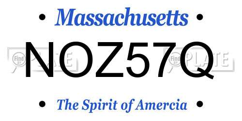 NOZ57Q Massachusetts License Plate