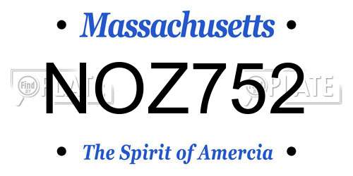 NOZ752 Massachusetts License Plate