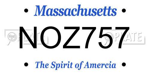 NOZ757 Massachusetts License Plate