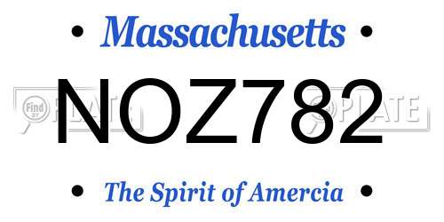 NOZ782 Massachusetts License Plate