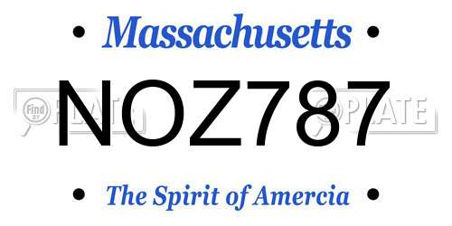 NOZ787 Massachusetts License Plate