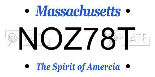 NOZ78T Massachusetts License Plate