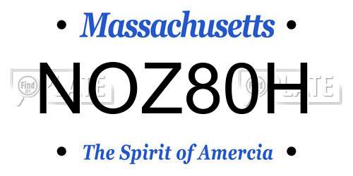 NOZ80H Massachusetts License Plate