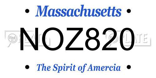 NOZ820 Massachusetts License Plate