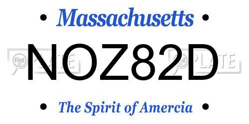 NOZ82D Massachusetts License Plate