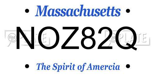 NOZ82Q Massachusetts License Plate