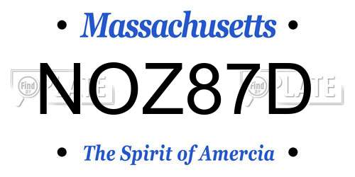 NOZ87D Massachusetts License Plate