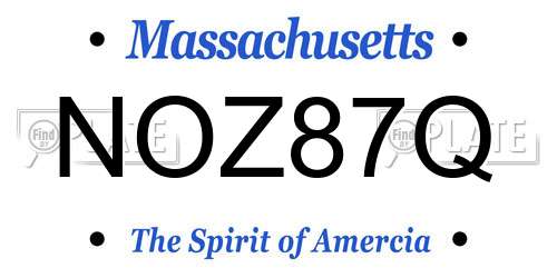 NOZ87Q Massachusetts License Plate
