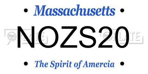 NOZS20 Massachusetts License Plate