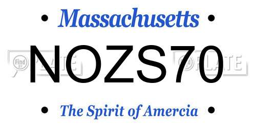 NOZS70 Massachusetts License Plate