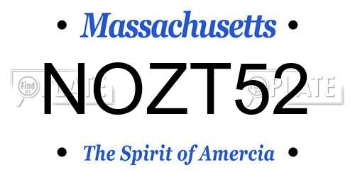NOZT52 Massachusetts License Plate