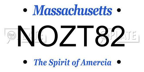 NOZT82 Massachusetts License Plate