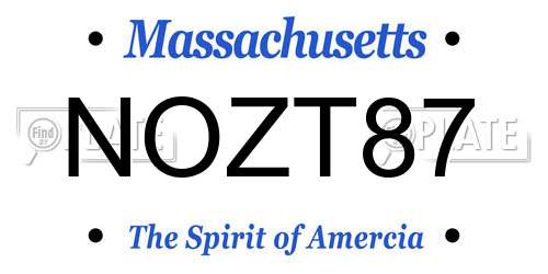 NOZT87 Massachusetts License Plate