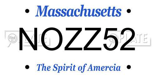NOZZ52 Massachusetts License Plate