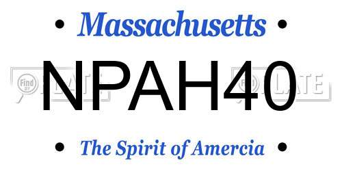 NPAH40 Massachusetts License Plate