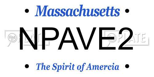 NPAVE2 Massachusetts License Plate